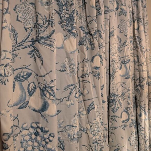 VINTAGE Custom-made 58W x 75L Blue Floral Pinch Pleated SINGLE Panel - Picture 2 of 11